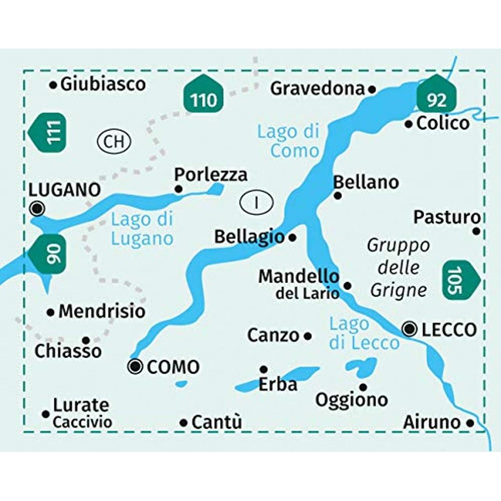 91 Lago di Como - Lago di Lugano Kompass Wanderkarte